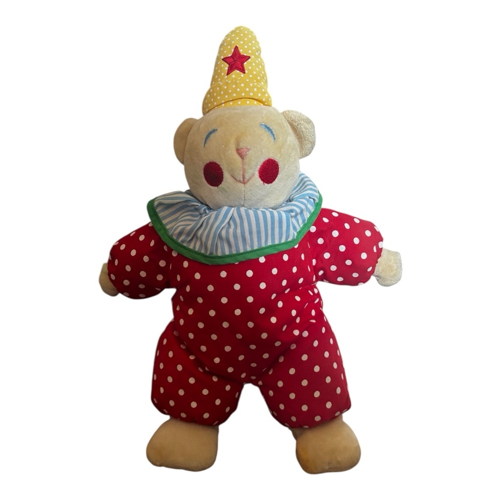 VTG Eden Toys Teddy Bear Red Polka Dot Clown Plush 13’